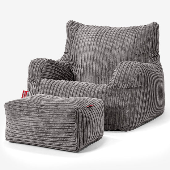 Pouf Fauteuil Design - Côtelé Anthracite 02