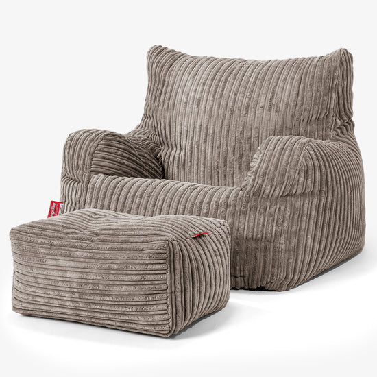 Joséphine Pouf Fauteuil Design - Côtelé Grège 02