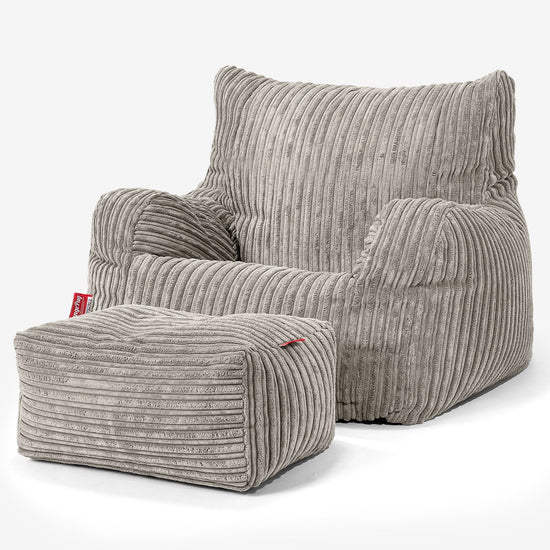 Pouf Fauteuil Design - Côtelé Vison 02
