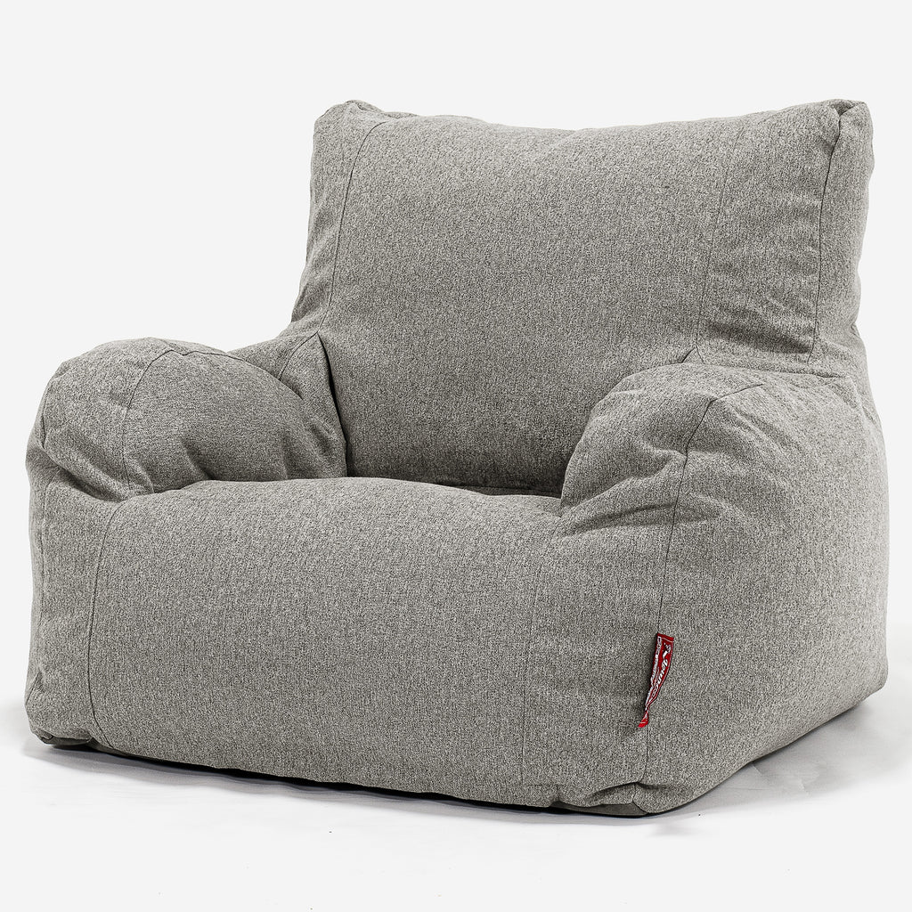 Pouf Fauteuil Design - Interalli Laine Argent 01