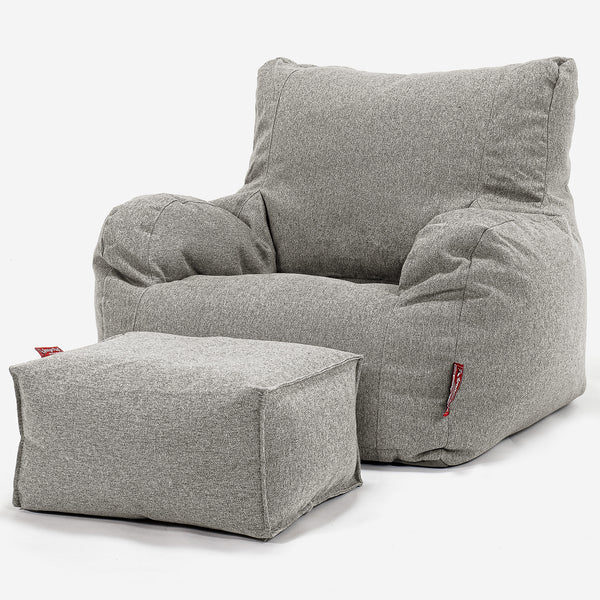 Pouf Fauteuil Design - Interalli Laine Argent 01