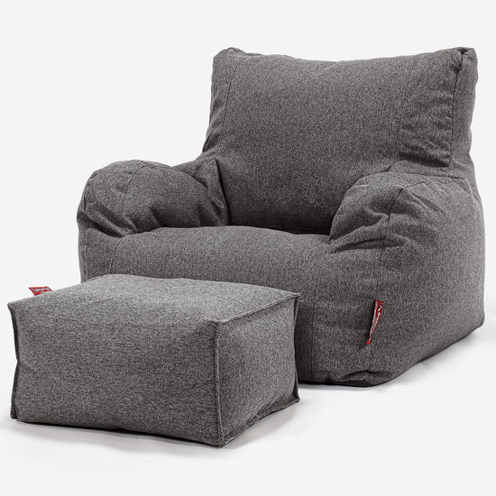 Pouf Fauteuil Design - Interalli Laine Gris 02