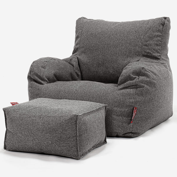 Pouf Fauteuil Design - Interalli Laine Gris 01
