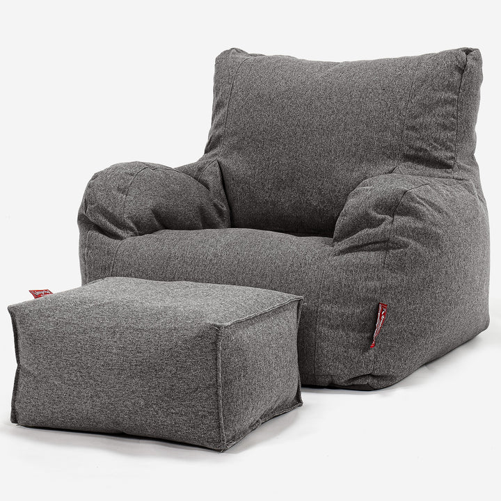Pouf Fauteuil Design - Interalli Laine Gris 02