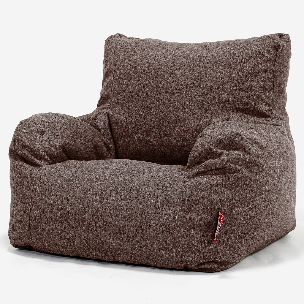 Pouf Fauteuil Design - Interalli Laine Marron 01