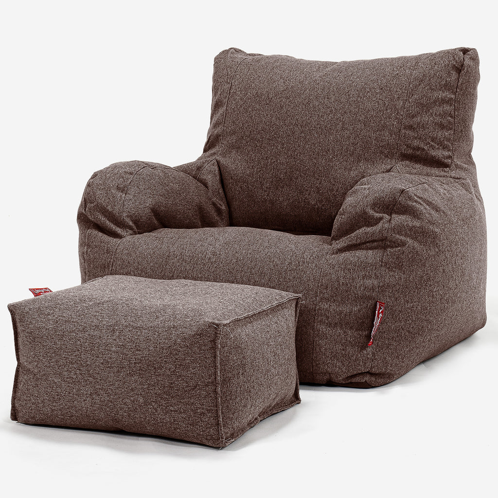 Pouf Fauteuil Design - Interalli Laine Marron 02