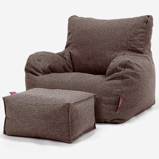 Pouf Fauteuil Design - Interalli Laine Marron 02