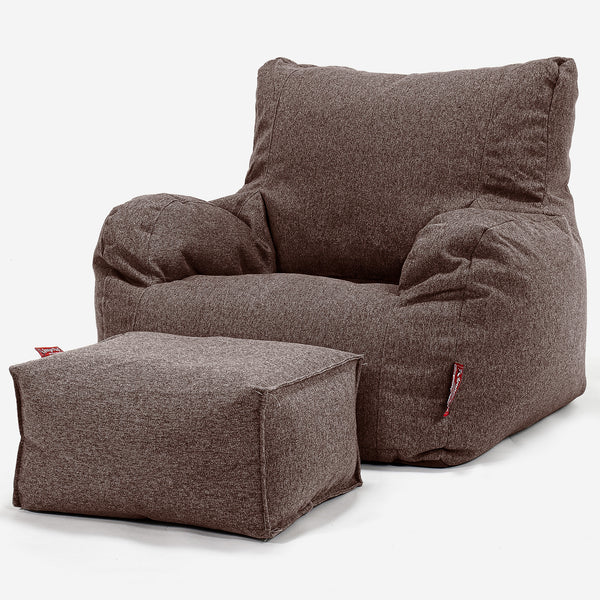 Pouf Fauteuil Design - Interalli Laine Marron 01