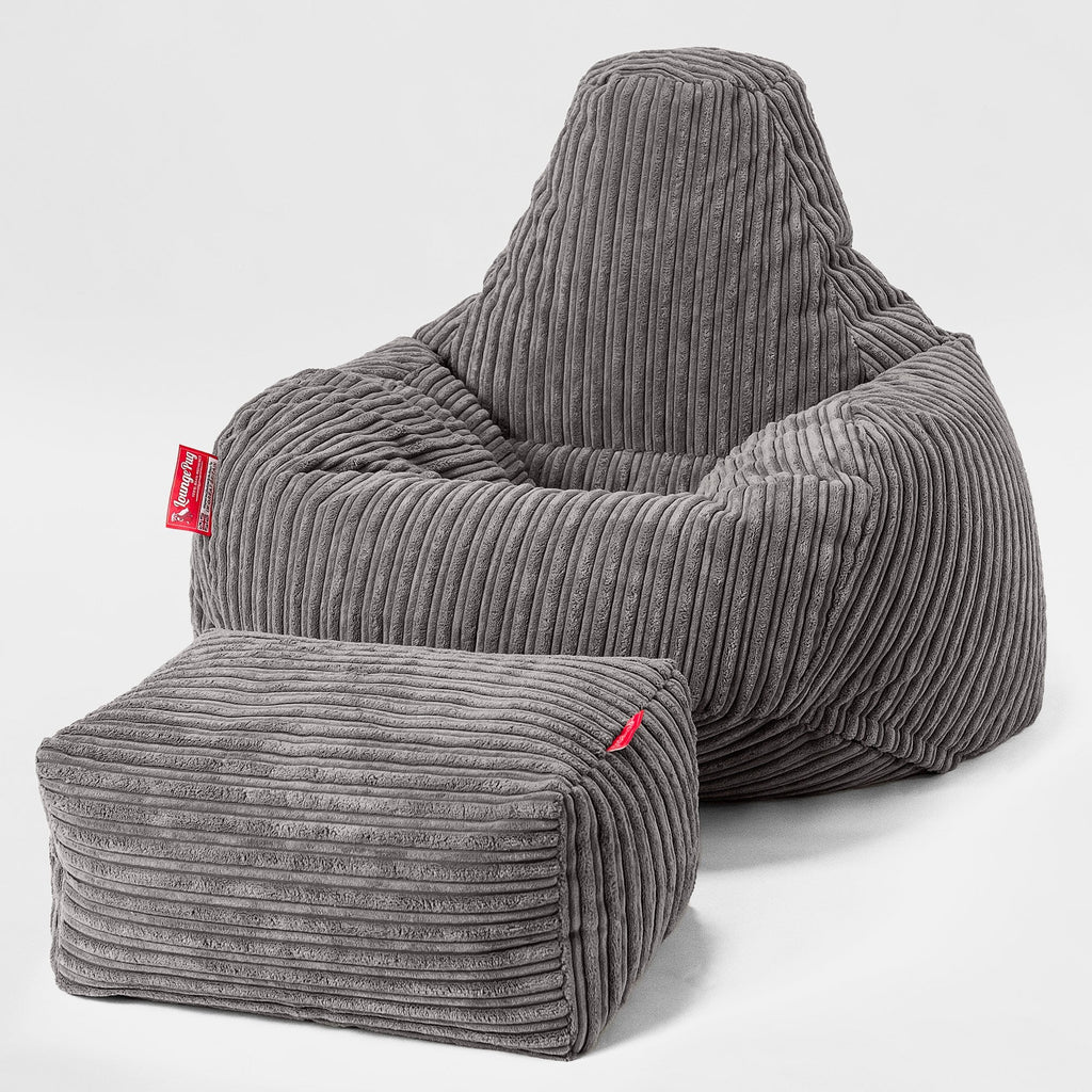 Pouf en Forme de Goutte - Côtelé Anthracite 02