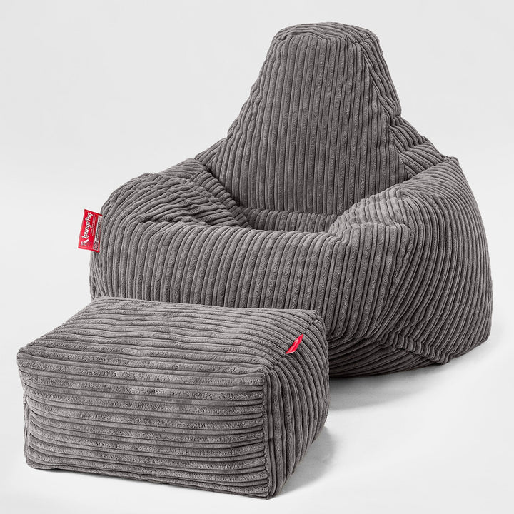 Pouf en Forme de Goutte - Côtelé Anthracite 02