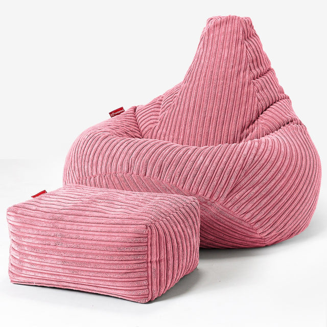 Pouf Poire Gamer - Côtelé Corail 01
