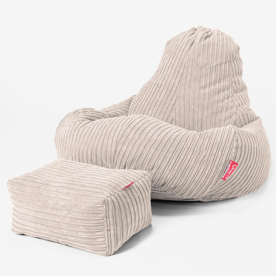 Pouf Gamer Ultra Lux - Côtelé Ivoire 02