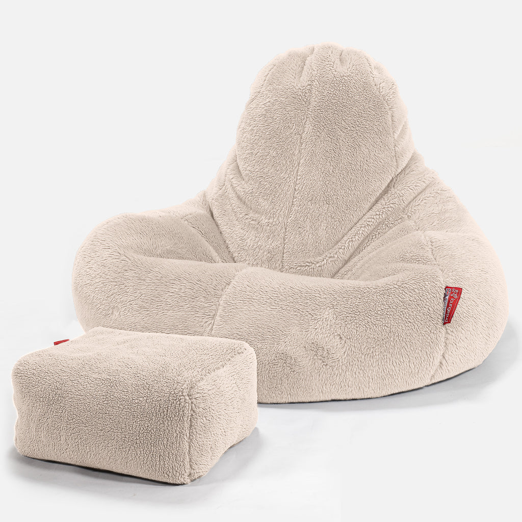 Pouf Gamer Ultra Lux - Fausse Fourrure Nounours Crème 02