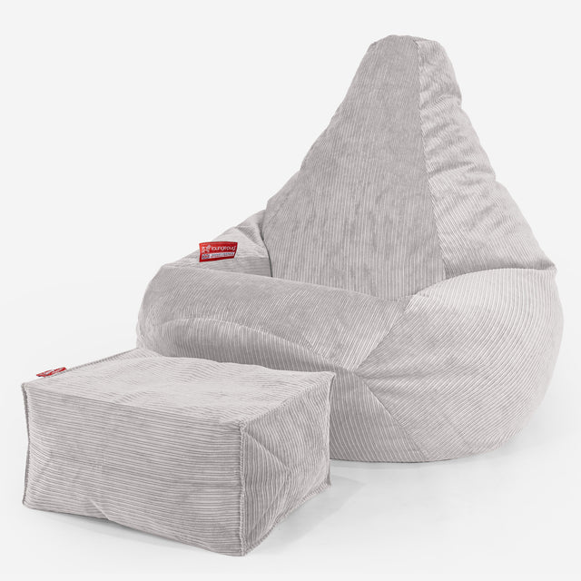 Pouf Poire Gamer - Côtelé à Fines Rayures Pierre 01