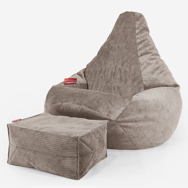Pouf Fauteuil Gamer - Côtelé à Fines Rayures Vison 01