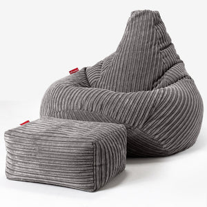Pouf Poire Gamer - Côtelé Anthracite