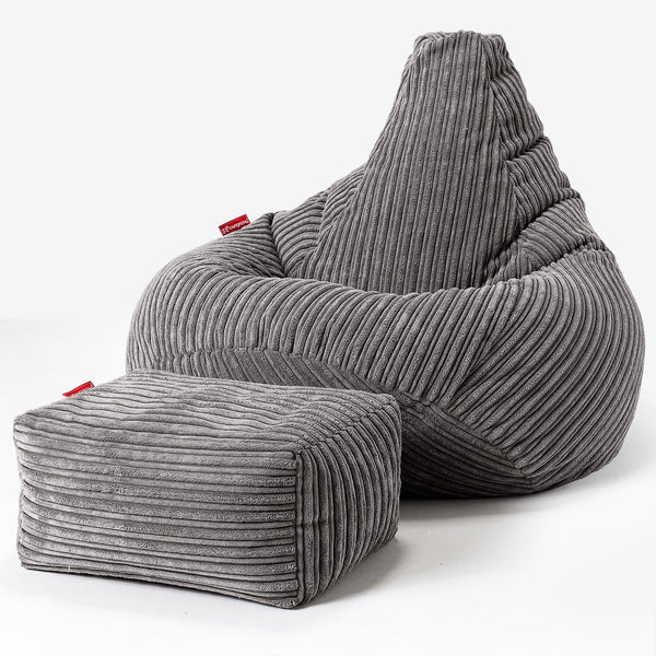 Pouf Poire Gamer - Côtelé Anthracite 01