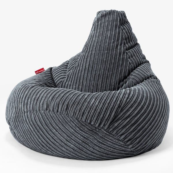 Pouf Poire Gamer - Côtelé Gris Acier 01