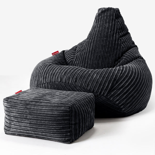 Pouf Poire Gamer - Côtelé Noir 01