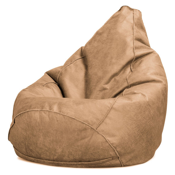 Pouf Poire Gamer - Cuir Vintage Marron Clair 01