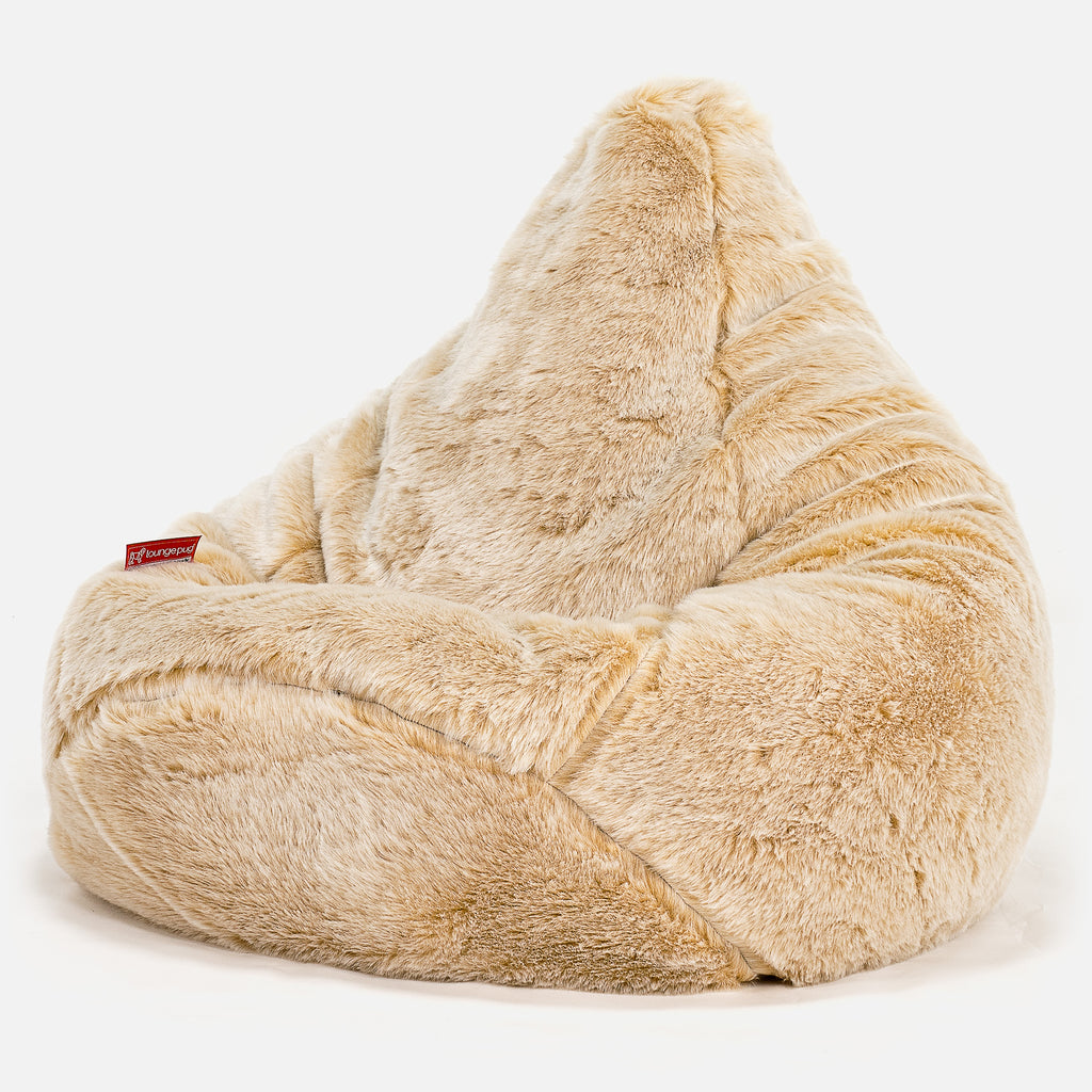 Pouf Poire Gamer - Fausse Fourrure Blanc 02
