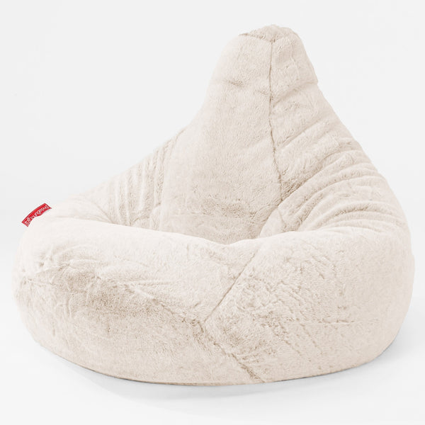 Pouf Poire Gamer - Fausse Fourrure Lapin Blanc 04