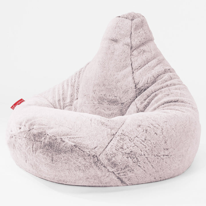 Pouf Poire Gamer - Fausse Fourrure Lapin Rose Pastel 01