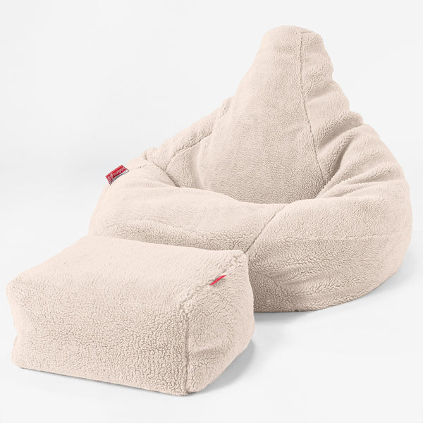 Pouf Poire Gamer - Fausse Fourrure Nounours Crème 04