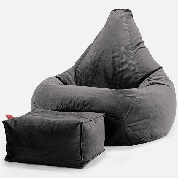 Pouf Poire Gamer - Velours Anthracite 01