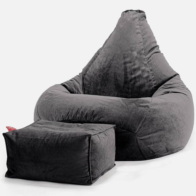 Pouf Poire Gamer - Velours Anthracite 01