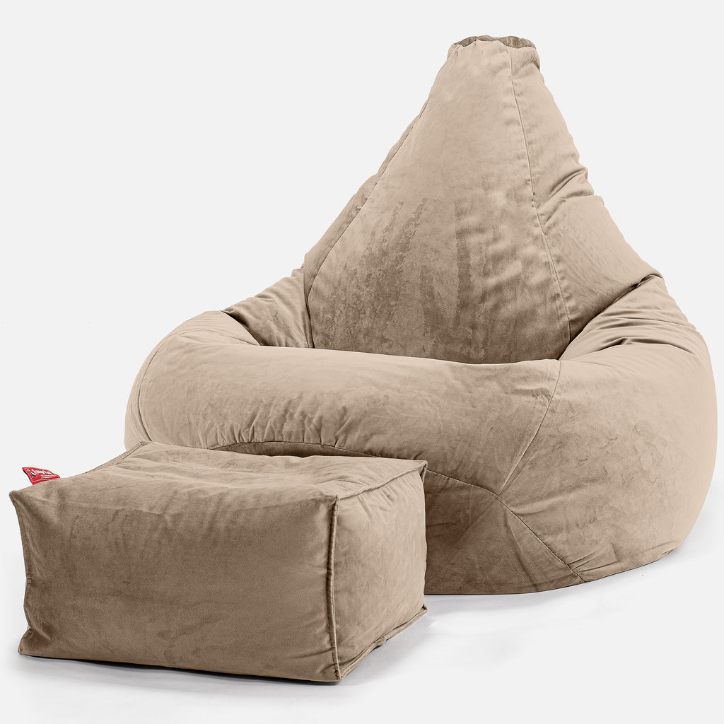 Pouf Poire Gamer - Velours Vison 01