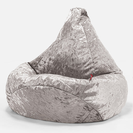 Pouf Poire Gamer - Vintage Velours Argent 02