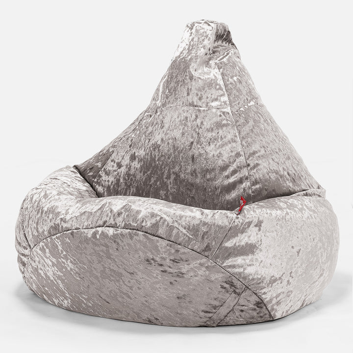 Pouf Poire Gamer - Vintage Velours Argent 02