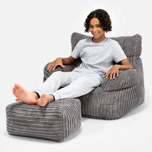 Pouf Fauteuil pour Ados 6-14 ans - Côtelé Anthracite