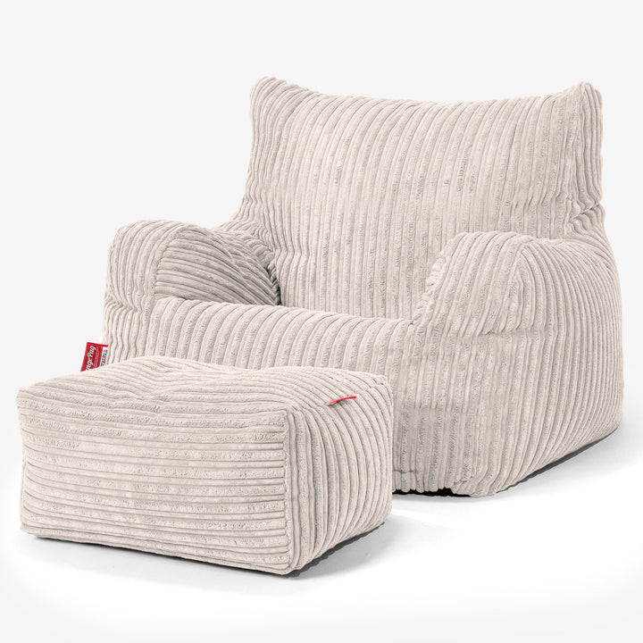 Pouf Fauteuil pour Ados 6-14 ans - Côtelé Ivoire 03