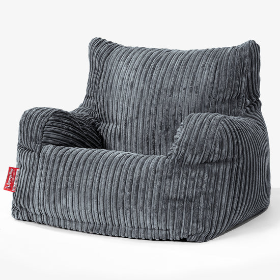 Pouf Fauteuil pour Ados 6-14 ans - Côtelé Gris Acier 02