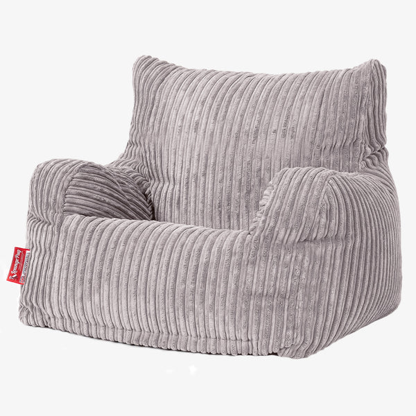 Pouf Fauteuil pour Ados 6-14 ans - Côtelé Gris Argent 01