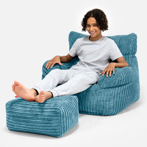 Pouf Fauteuil pour Ados 6-14 ans - Côtelé Mer Égée