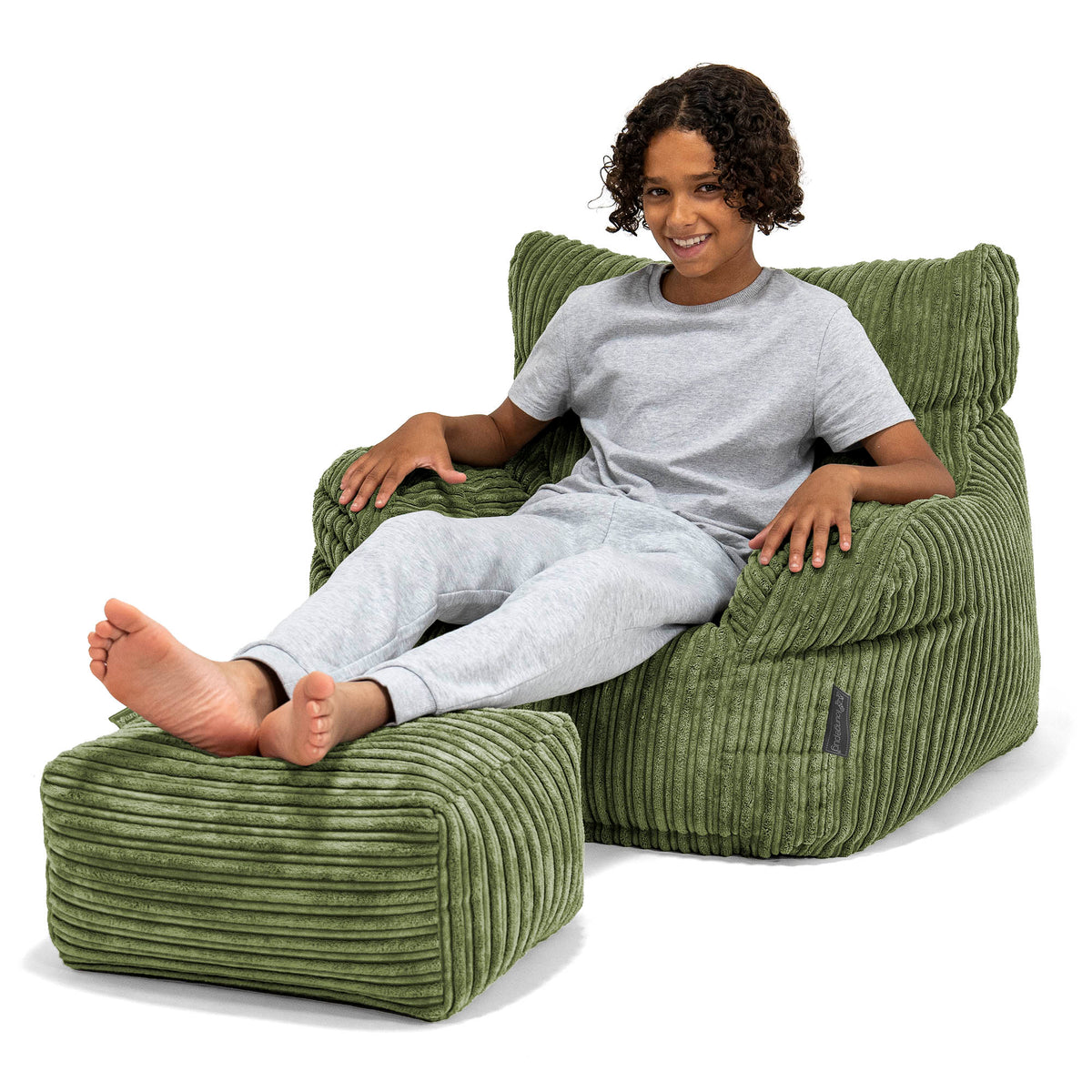 Fauteuil Pouf de Sol Noah - Côtelé Vert Forêt main image 1