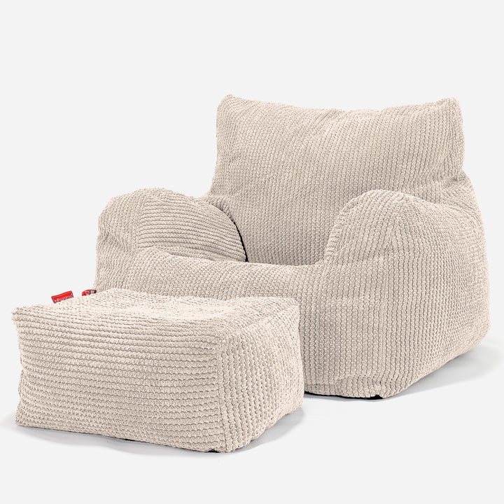 Pouf Fauteuil pour Ados 6-14 ans - Pompon Crème 03