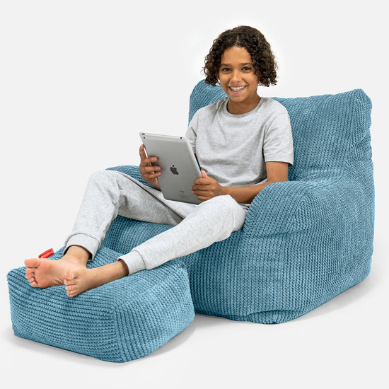 Pouf Fauteuil pour Ados 6-14 ans - Pompon Mer Égée 01