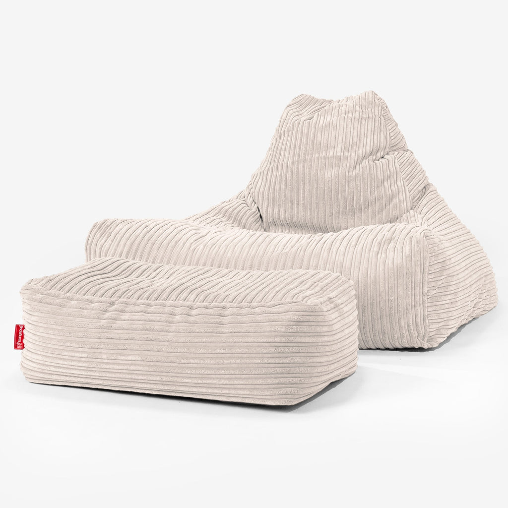 Pouf Fauteuil Relax - Côtelé Ivoire 02