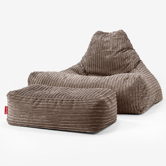 Pouf Fauteuil Relax - Côtelé Moka 02