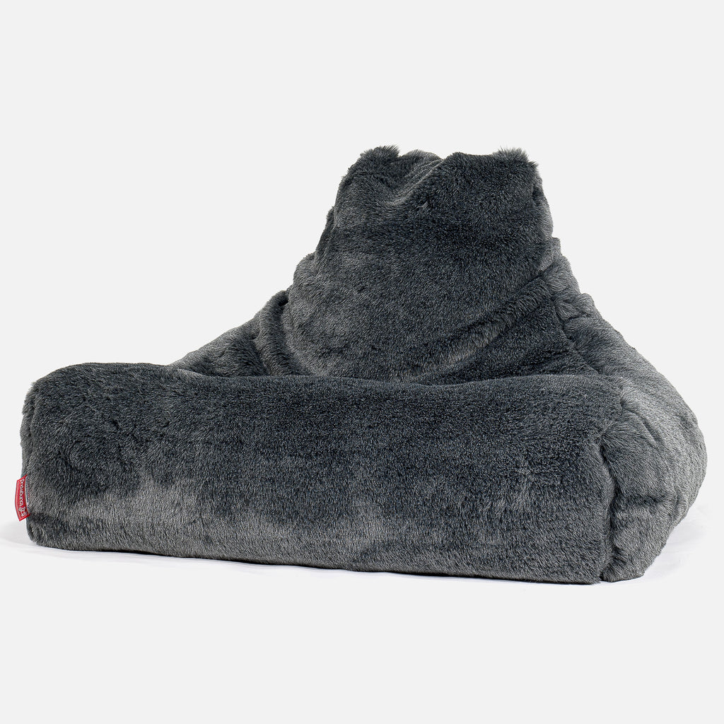 Pouf Fauteuil Relax - Fausse Fourrure Noir 01