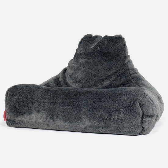Pouf Fauteuil Relax - Fausse Fourrure Noir 01