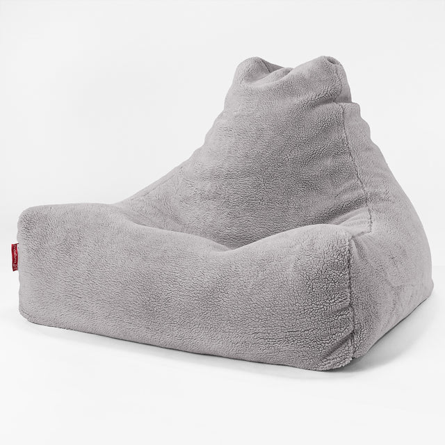Pouf Fauteuil Relax - Fausse Fourrure Nounours Gris moyen 01