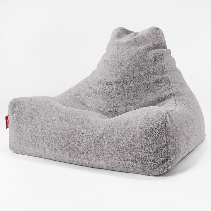 Pouf Fauteuil Relax - Fausse Fourrure Nounours Gris moyen 01