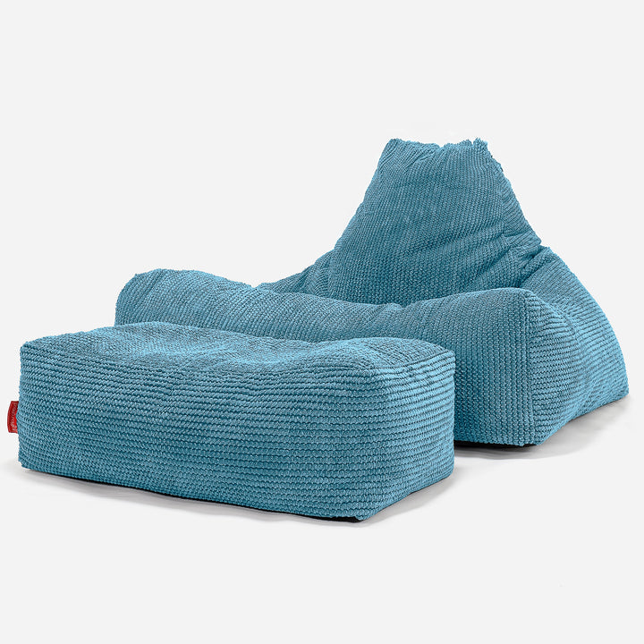 Pouf Fauteuil Relax - Pompon Mer égée 02