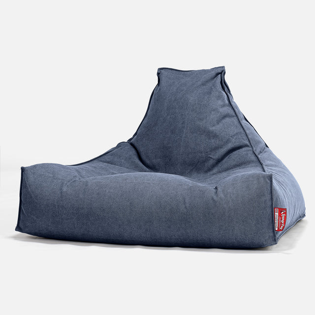 LOUNGE PUG, Pouf Fauteuil Relax, Stonewashed Bleu Marine