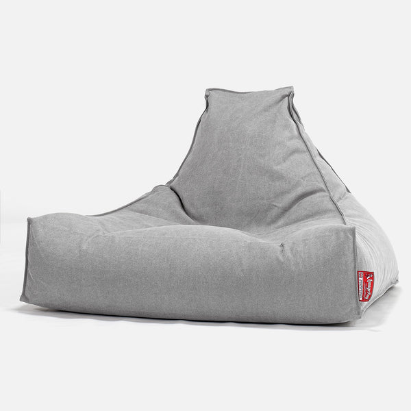 LOUNGE PUG, Pouf Fauteuil Relax, Stonewashed Gris
